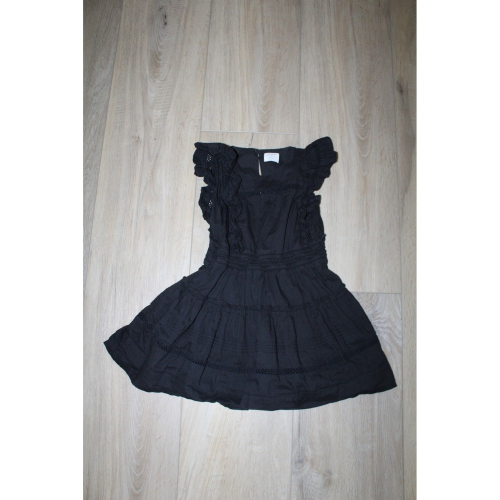 Crewcuts Girls Black Eyelet Lace Ruffle Tiered Cotton Dress Size 7